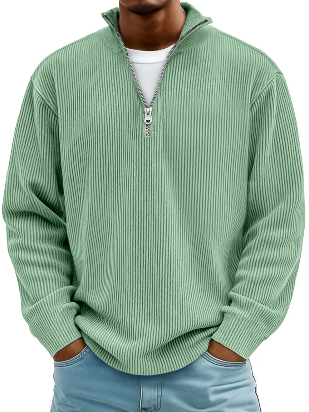Jersey de cuello con cremallera y canalé