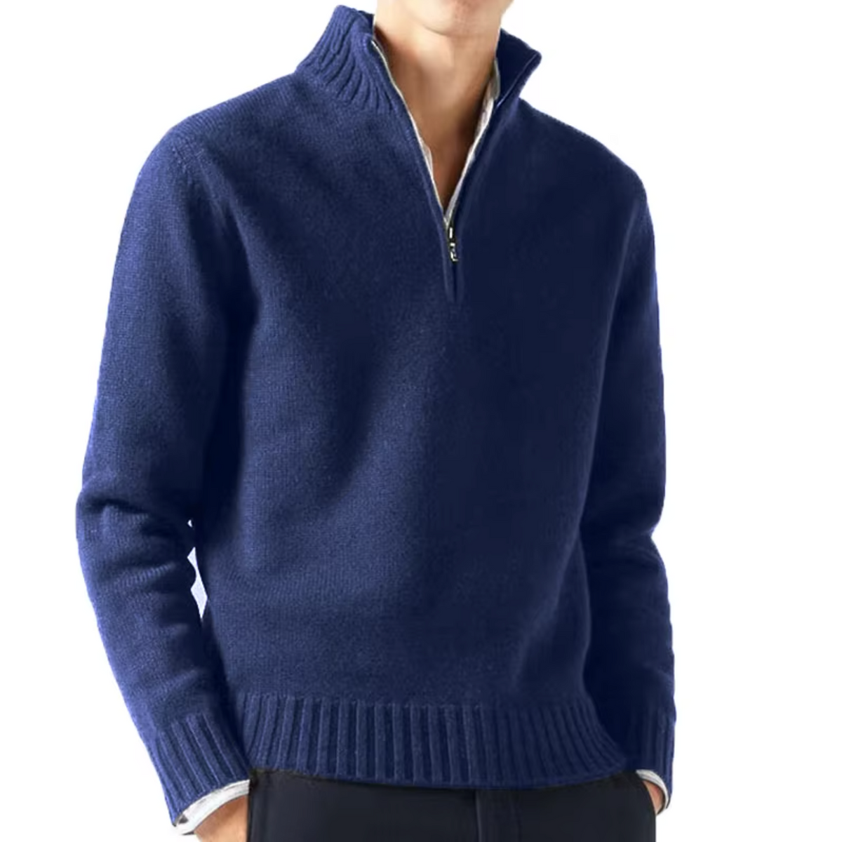 Maglione in lana a collo alto con zip