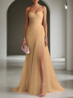Ariadna | Long Party Dress with Draping and Side Slit
