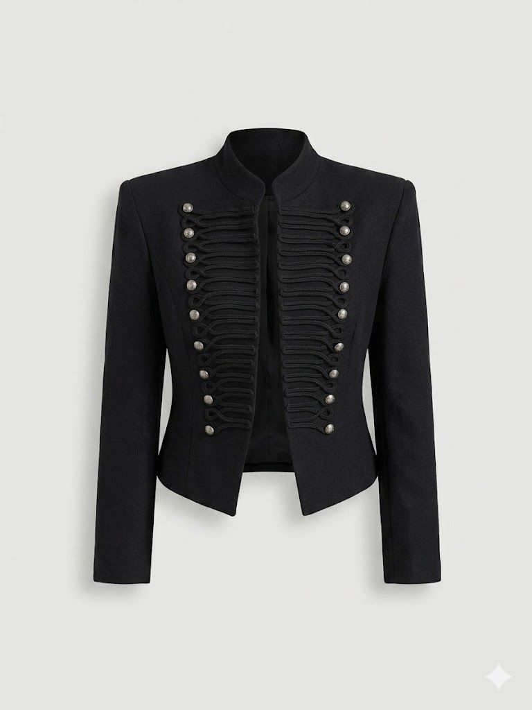 Chaqueta Negra Military Luxe