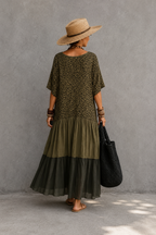 Vestido midi bohemio con estampado leopardo