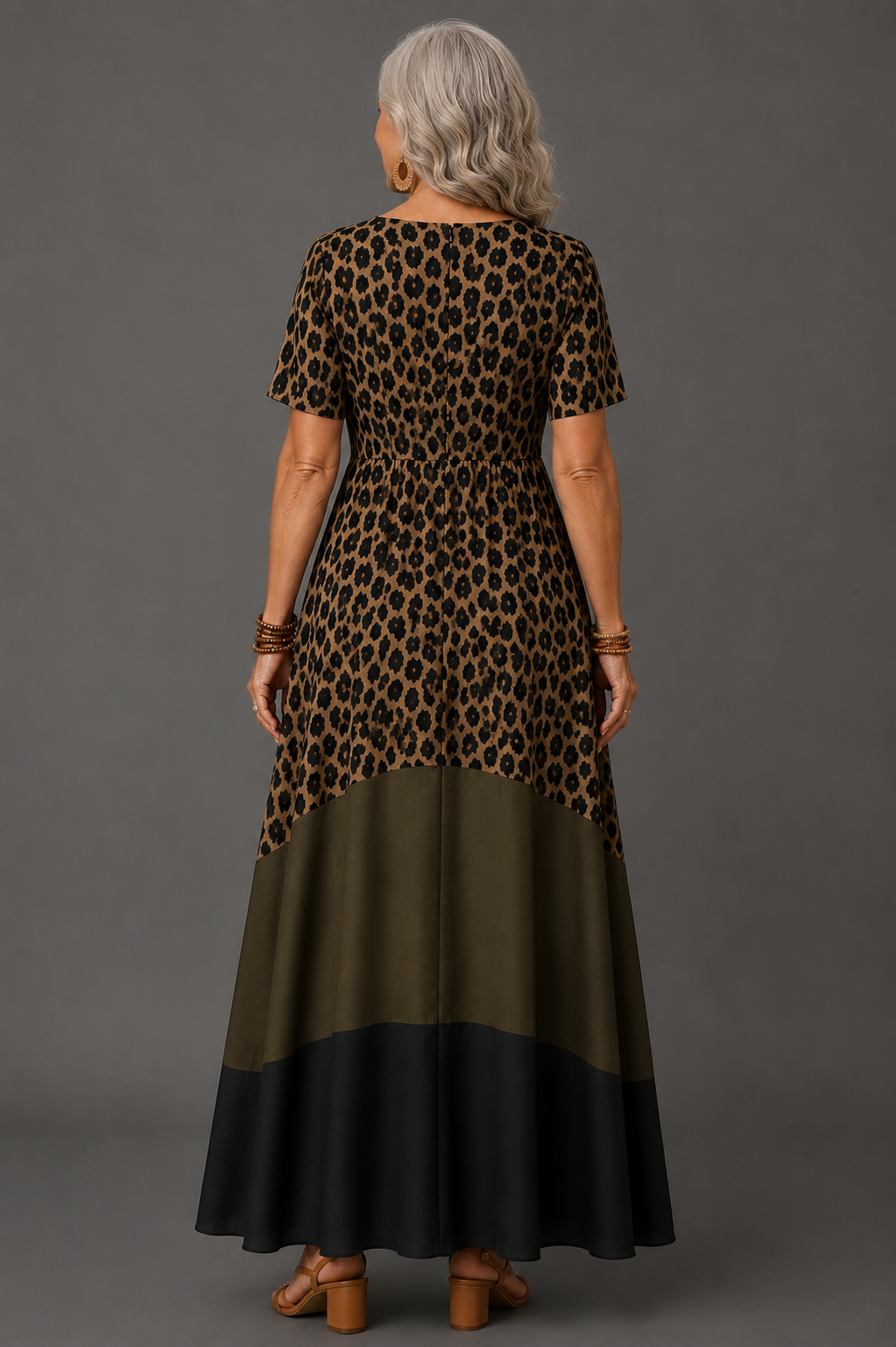 Bohemian leopard print midi dress