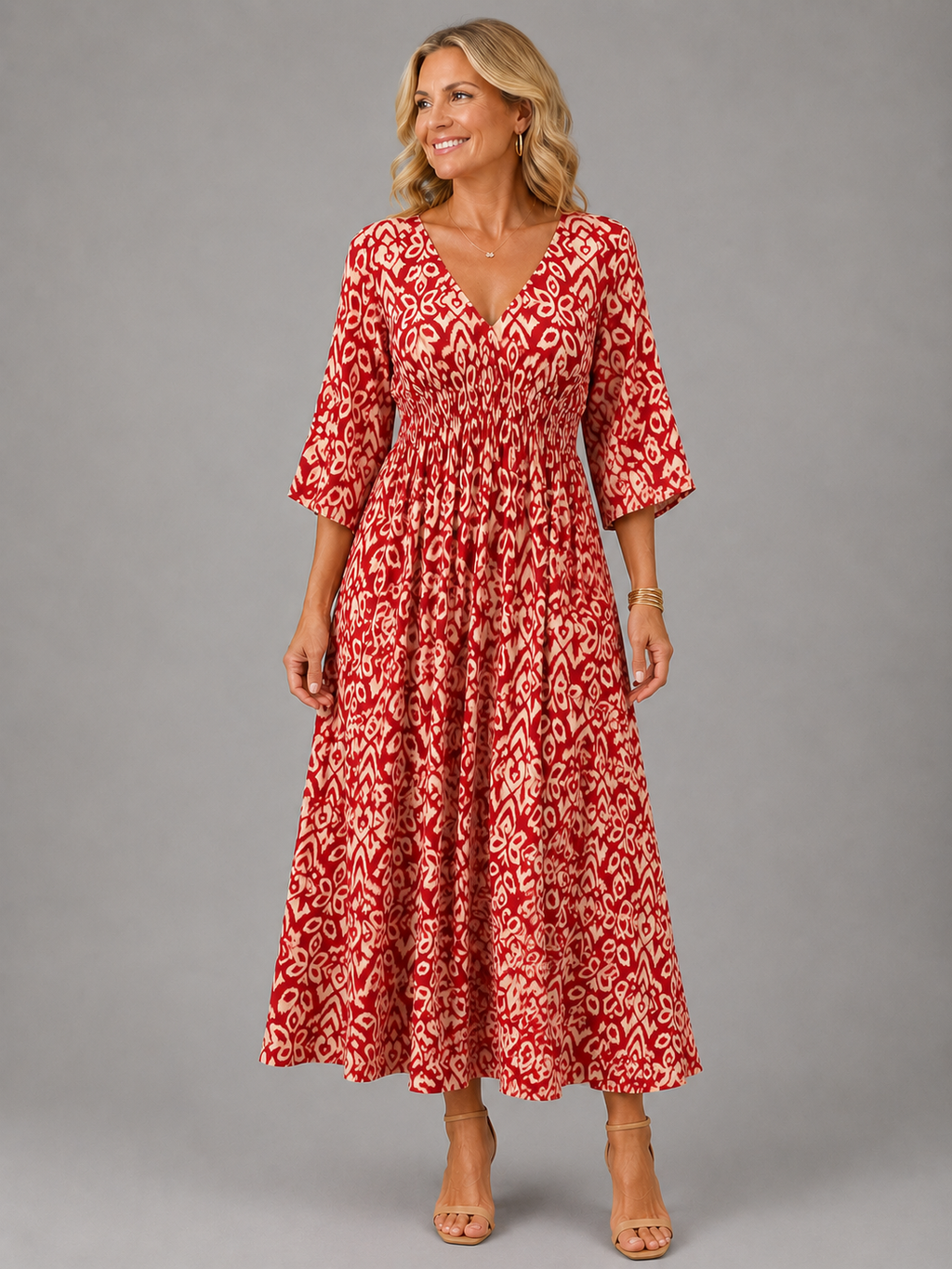 Vestido midi fluido estampado