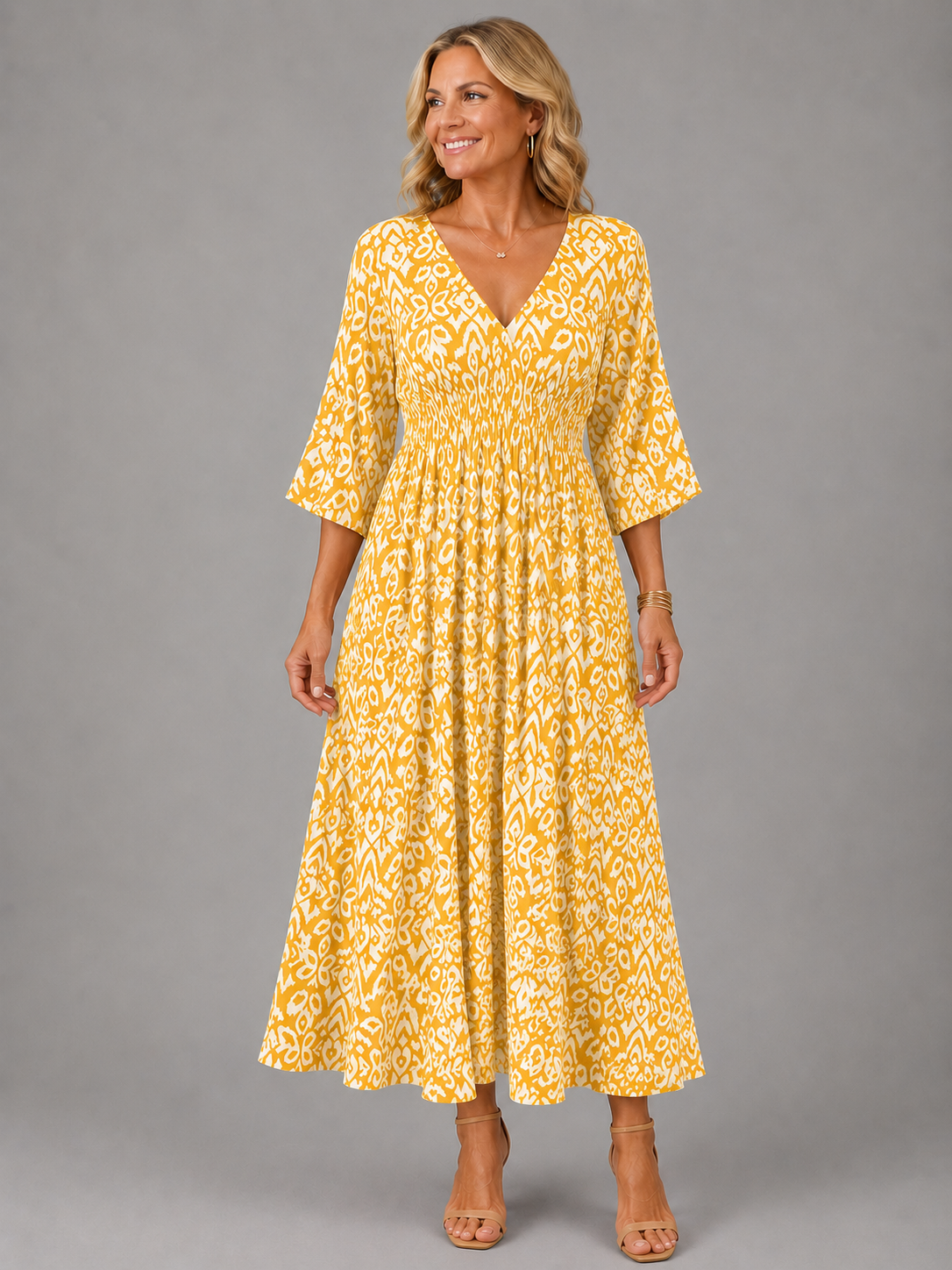 Vestido midi fluido estampado