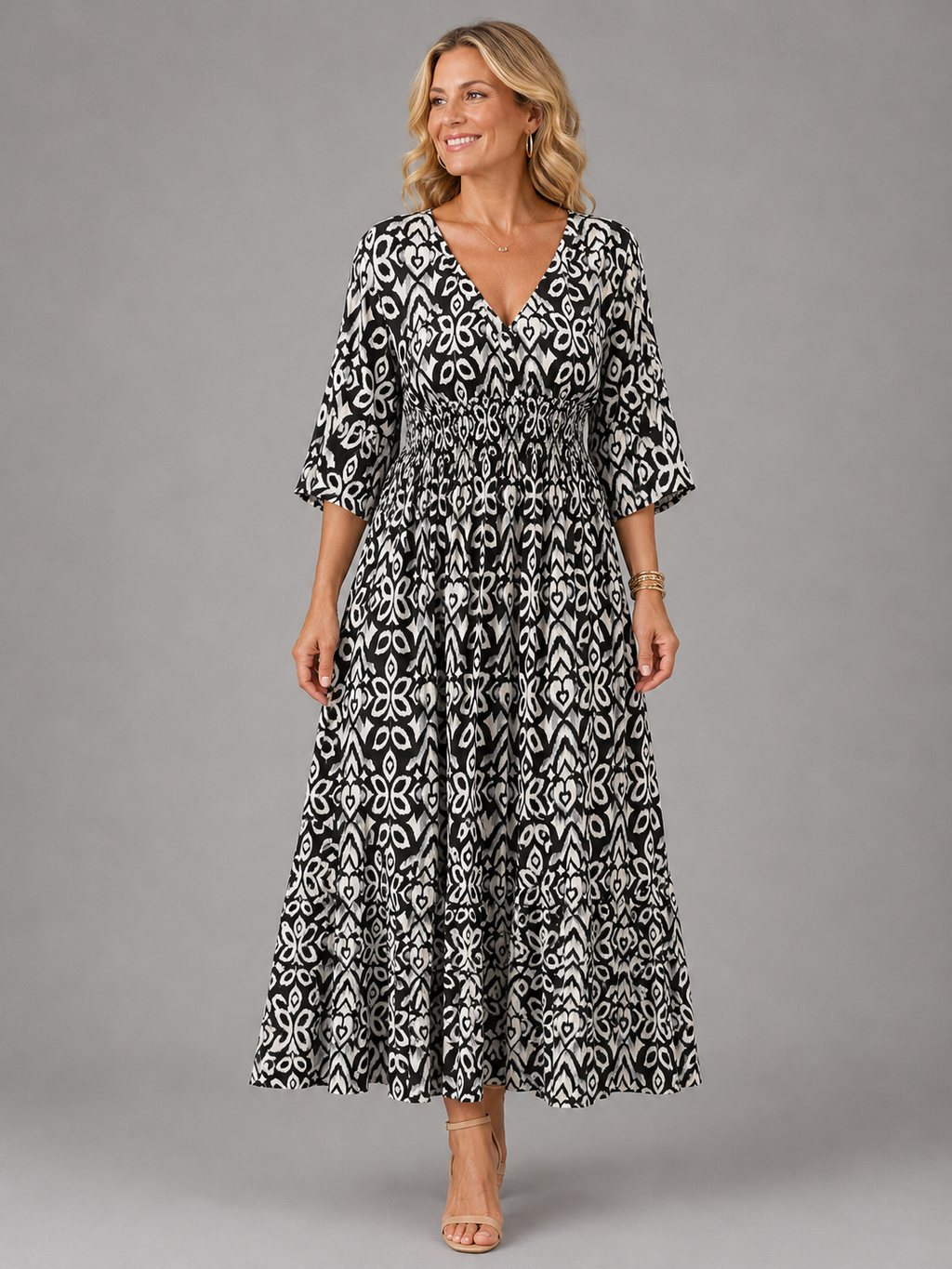 Vestido midi fluido estampado