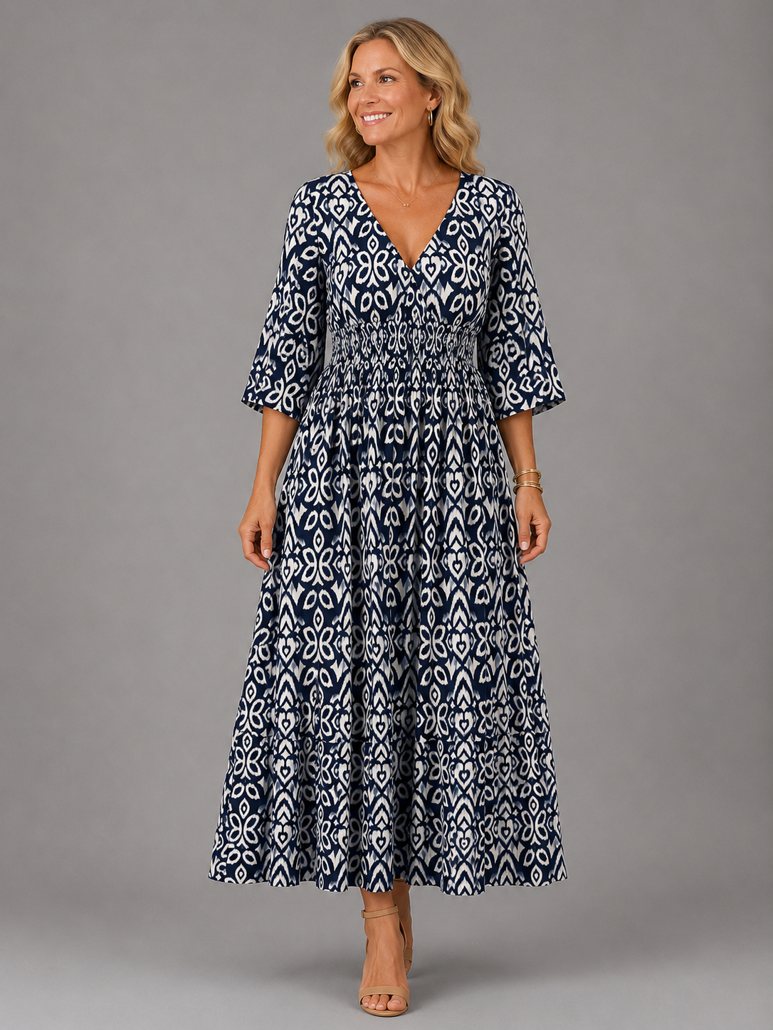 Vestido midi fluido estampado