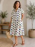 Printed Linen and Cotton Shirt Dress