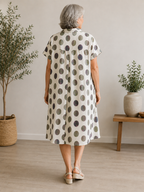 Vestido Camisero Estampado de Lino y Algodón