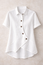 Camisa Asimétrica Blanca Linen Flow
