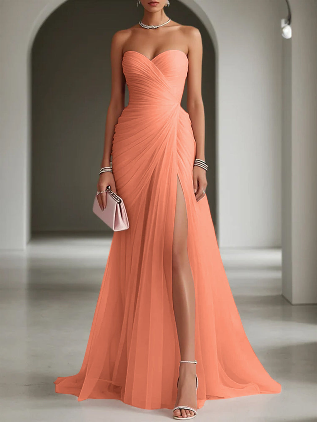 Ariadna | Long Party Dress with Draping and Side Slit