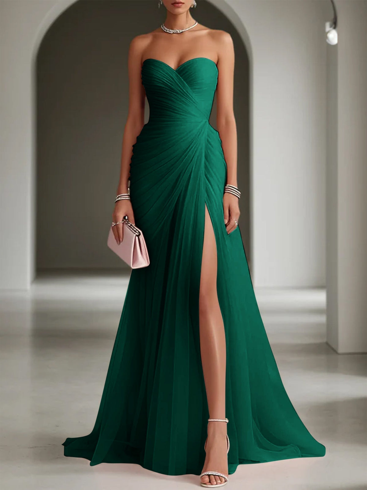 Ariadna | Long Party Dress with Draping and Side Slit