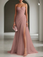 Ariadna | Long Party Dress with Draping and Side Slit