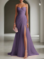 Ariadna | Long Party Dress with Draping and Side Slit