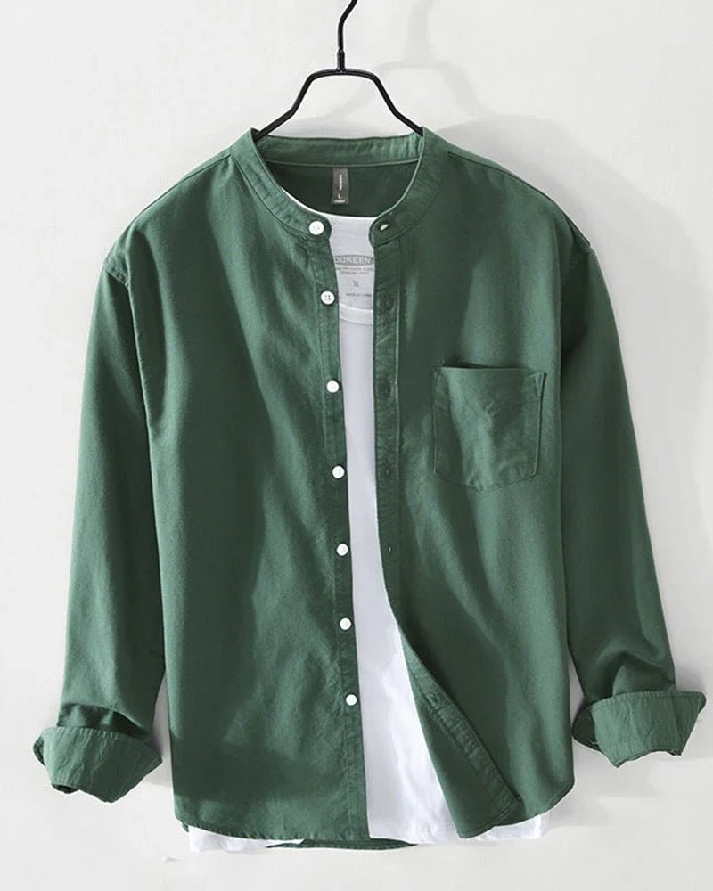 Camisa de algodón con cuello mao Porto - LOVRA DESIGN