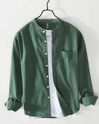 Camisa de algodón con cuello mao Porto - LOVRA DESIGN