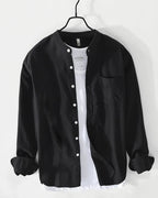 Camisa de algodón con cuello mao Porto - LOVRA DESIGN