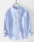 Camisa de algodón con cuello mao Porto - LOVRA DESIGN