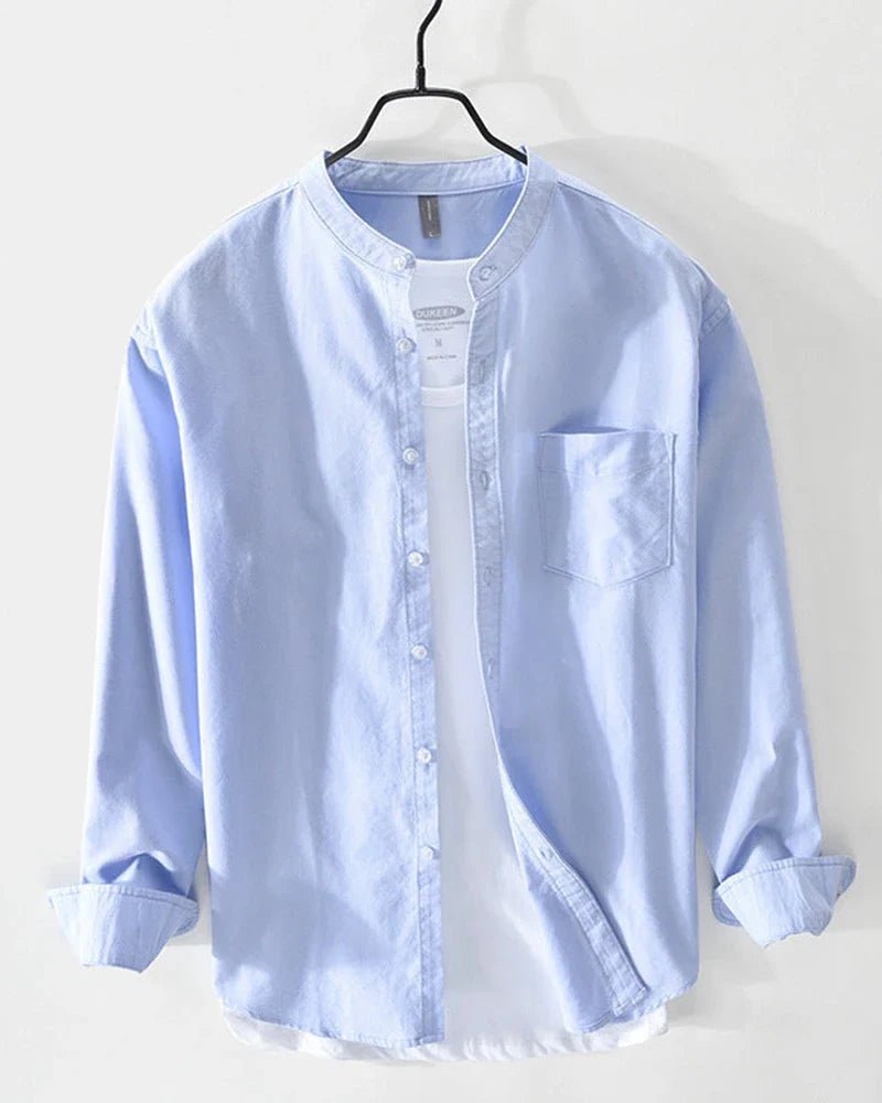 Camisa de algodón con cuello mao Porto - LOVRA DESIGN