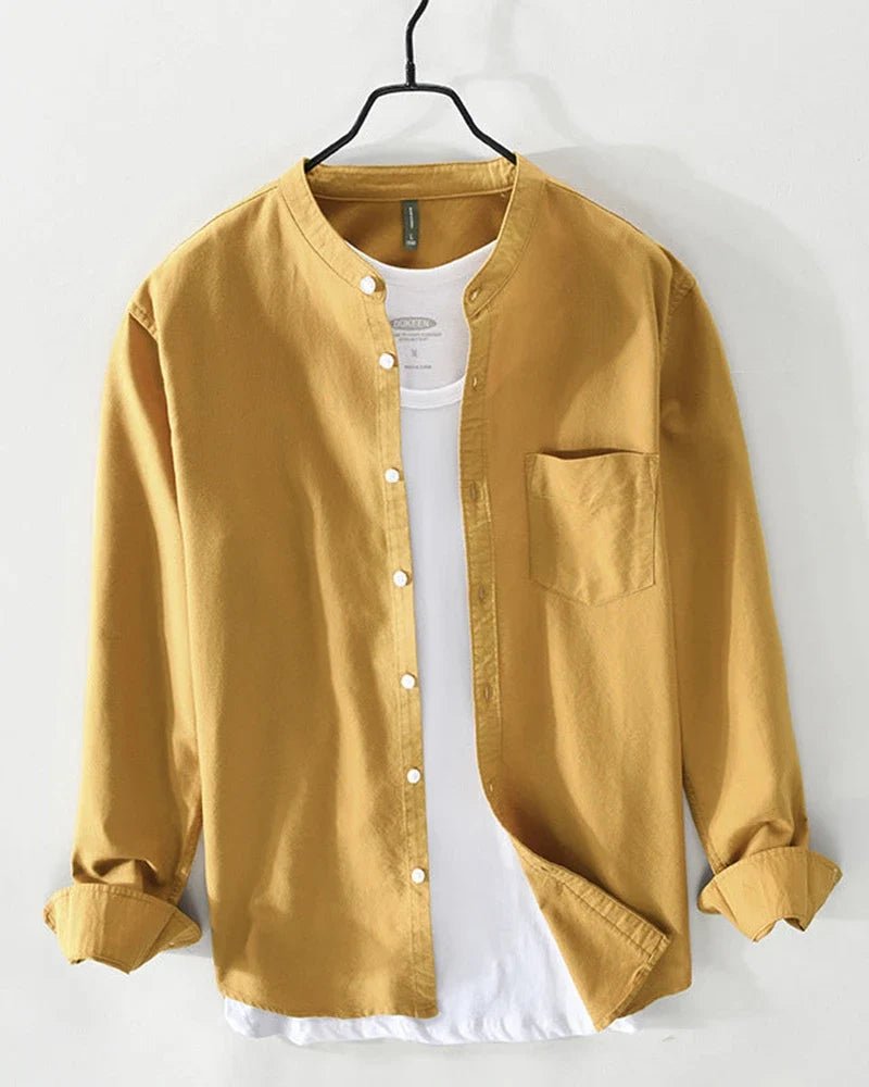 Camisa de algodón con cuello mao Porto - LOVRA DESIGN