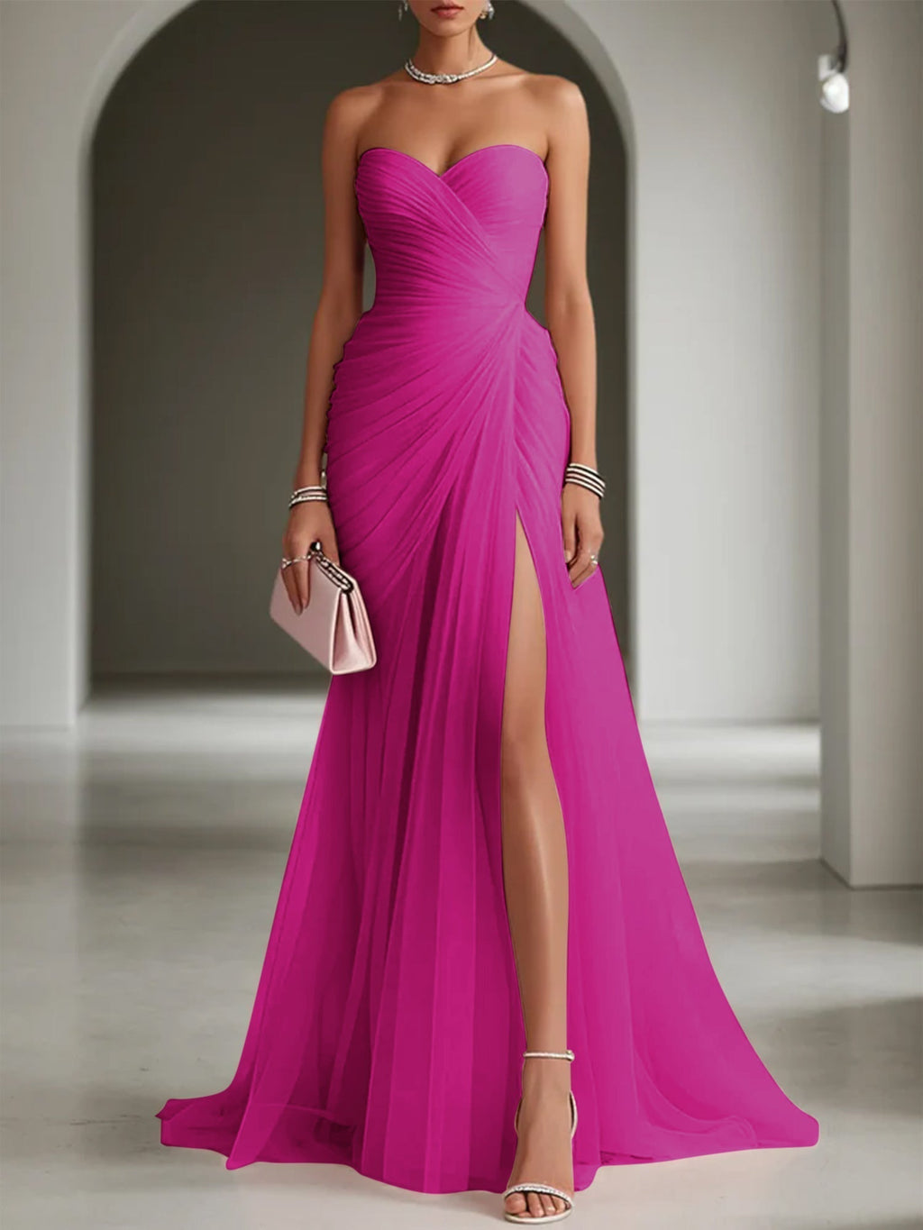Ariadna | Long Party Dress with Draping and Side Slit