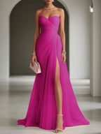 Ariadna | Long Party Dress with Draping and Side Slit