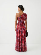 Vestido Maxi Tie-Dye de Un Hombro Elara