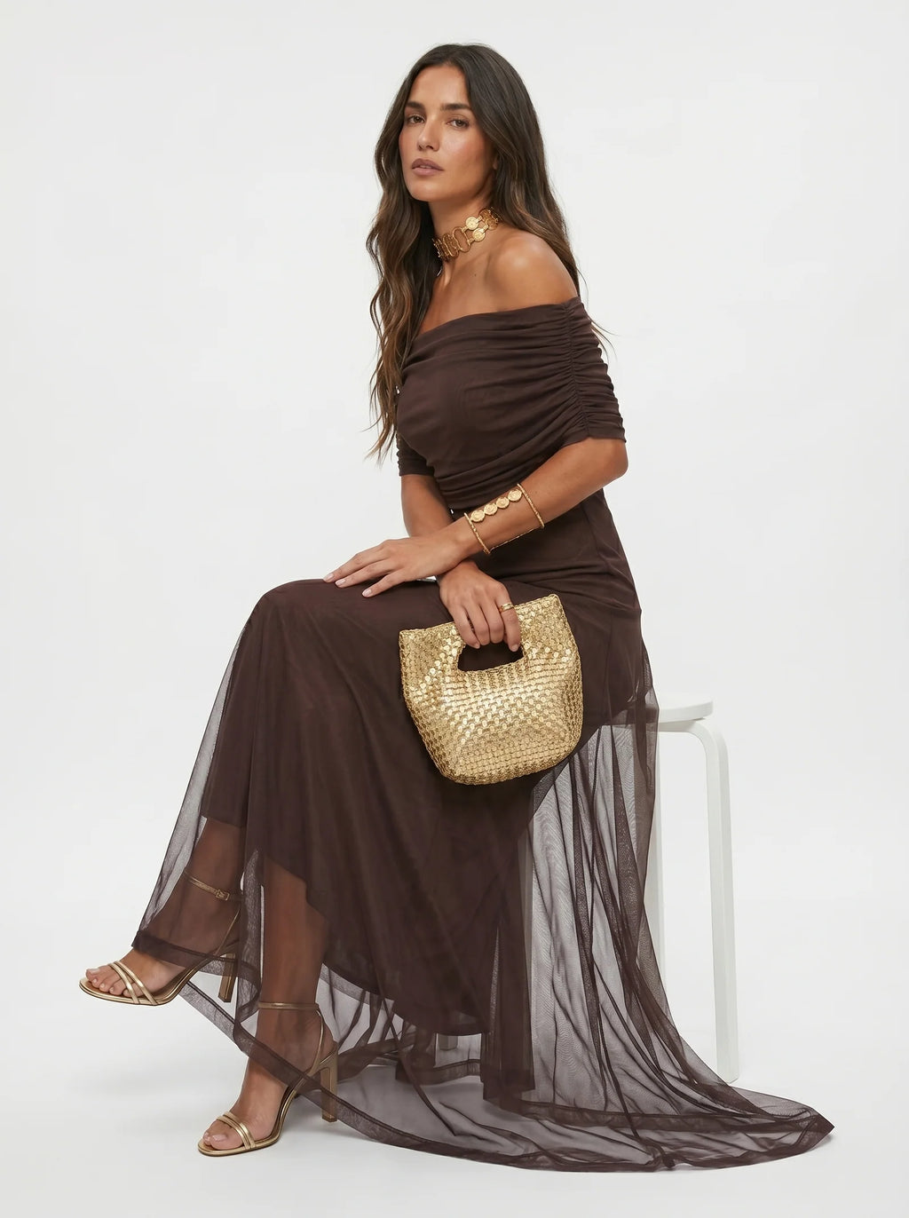 Vestido Maxi Tie-Dye de Un Hombro Elara