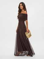 Vestido Maxi Tie-Dye de Un Hombro Elara