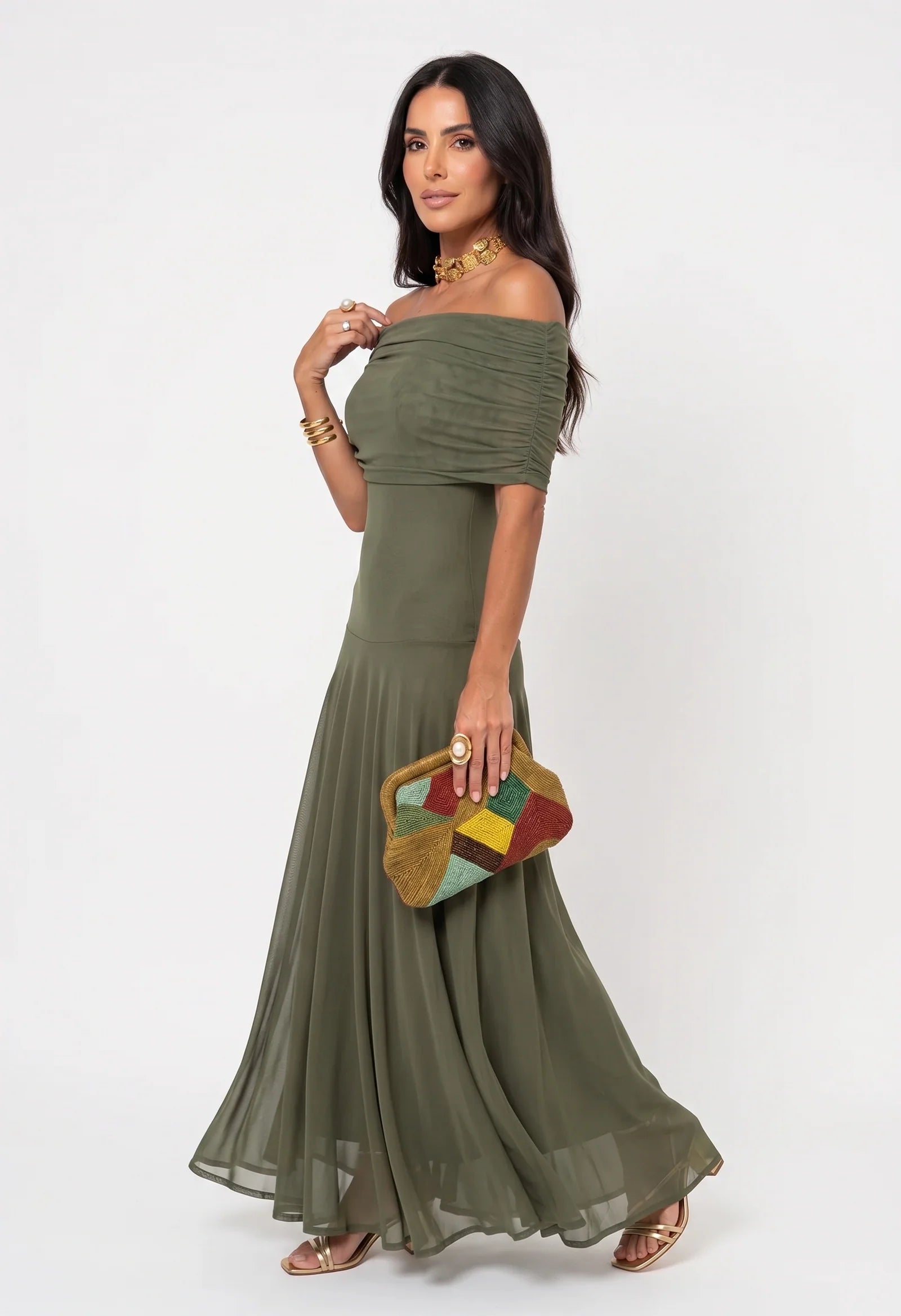 Vestido Maxi Tie-Dye de Un Hombro Elara