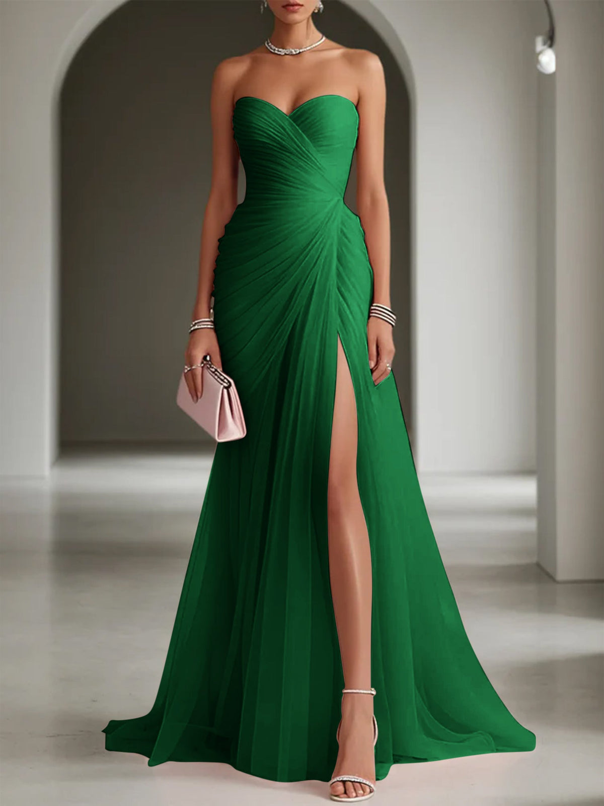 Ariadna | Long Party Dress with Draping and Side Slit