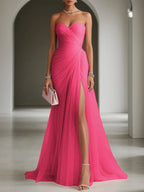 Ariadna | Long Party Dress with Draping and Side Slit