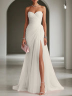 Ariadna | Long Party Dress with Draping and Side Slit