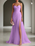 Ariadna | Long Party Dress with Draping and Side Slit