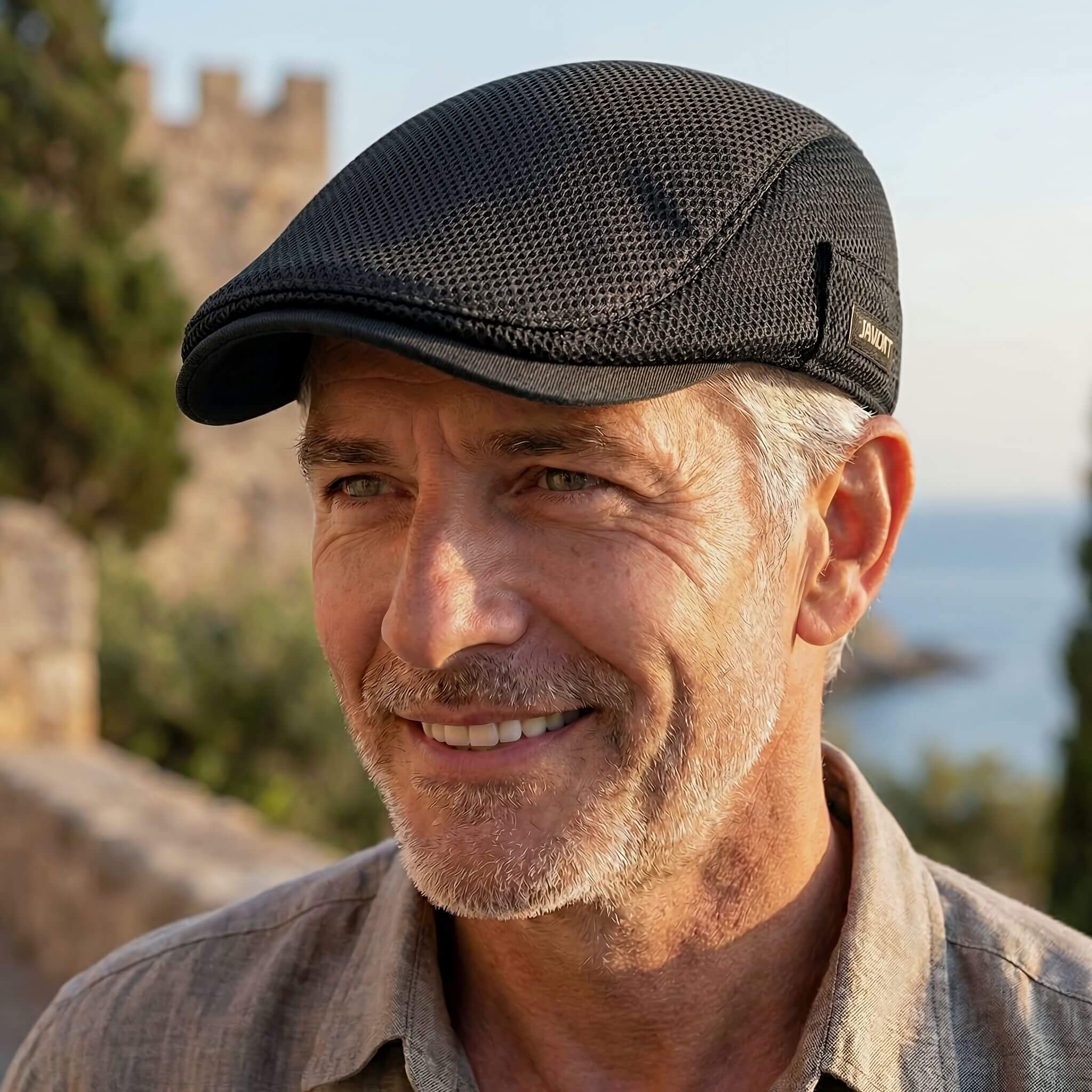 Gorra plana malla informal para hombre