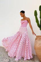 Amore Capri Heart Print Swimsuit and Maxi Skirt Set