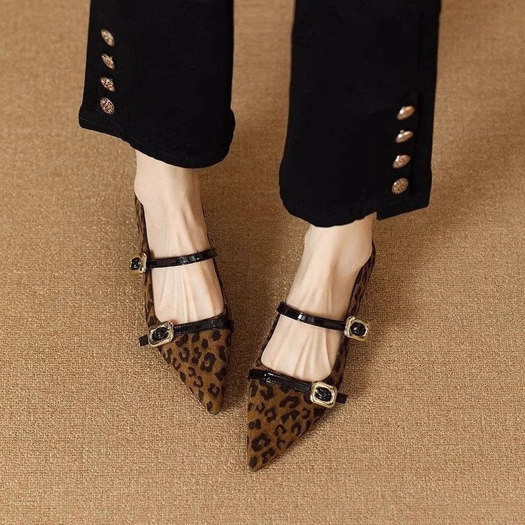 Merceditas de Punta Leopardo con Doble Tira - LOVRA DESIGN