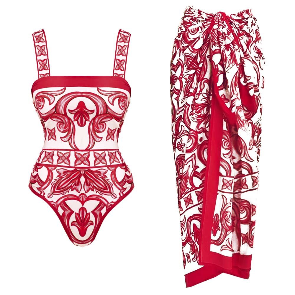 Seaside Rouge Swimsuit Set - Red - LOVRA DESIGN