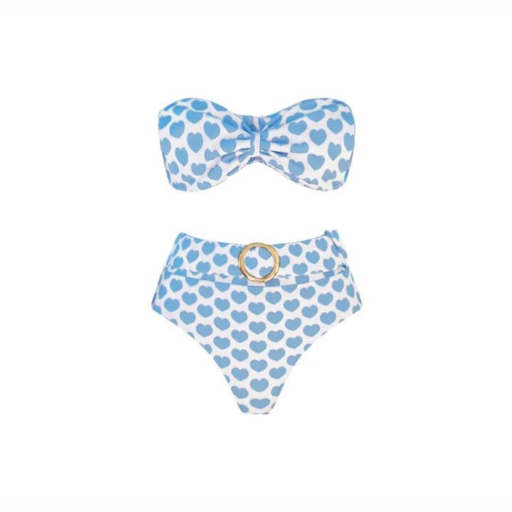 Set Amore Capri Bikini de Cintura Alta y Maxi Falda con Estampado de Corazones - LOVRA DESIGN