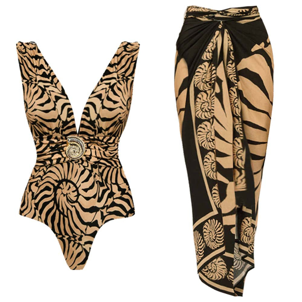 Bañador estampado concha - pareo