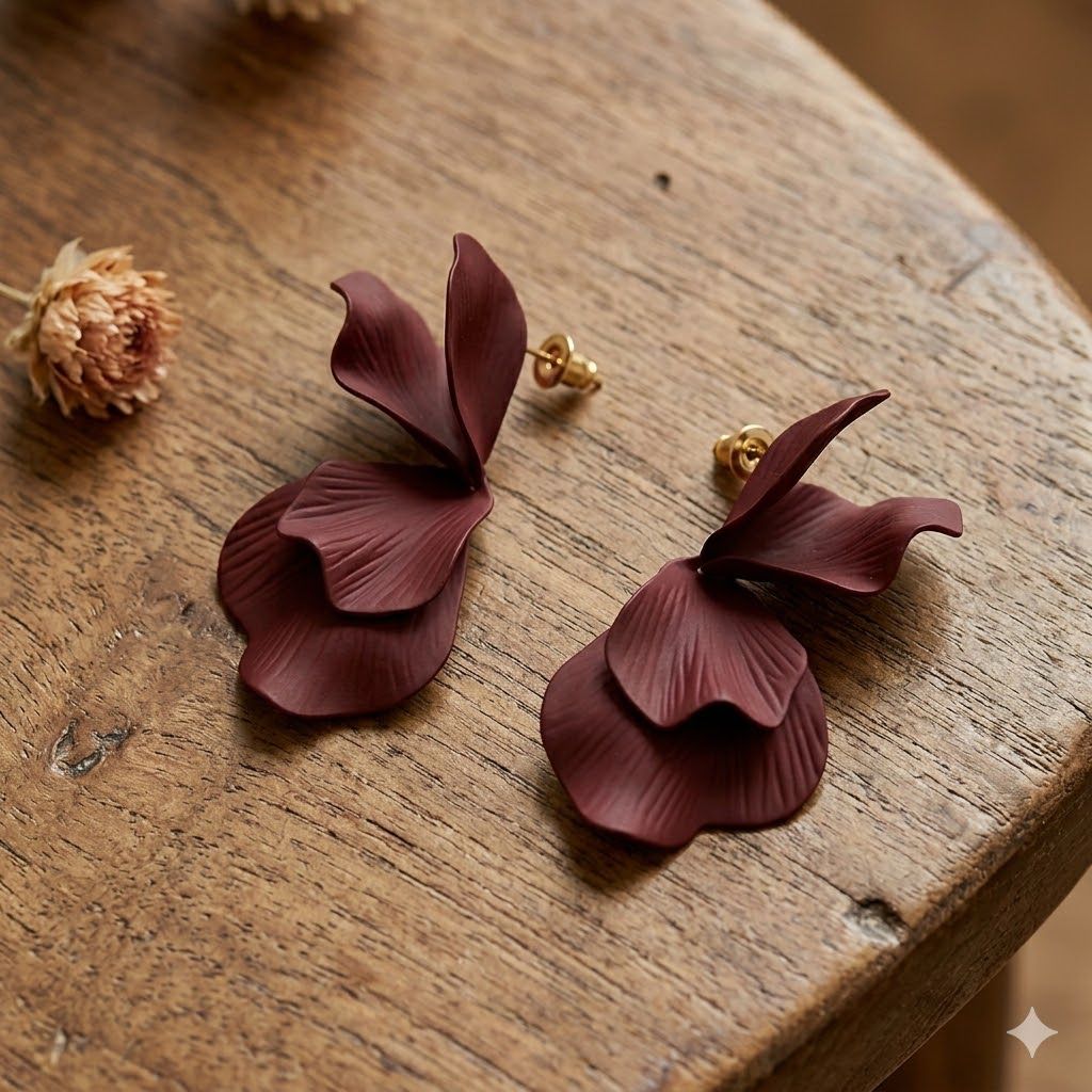 Pendientes Flor Burgundy Bloom