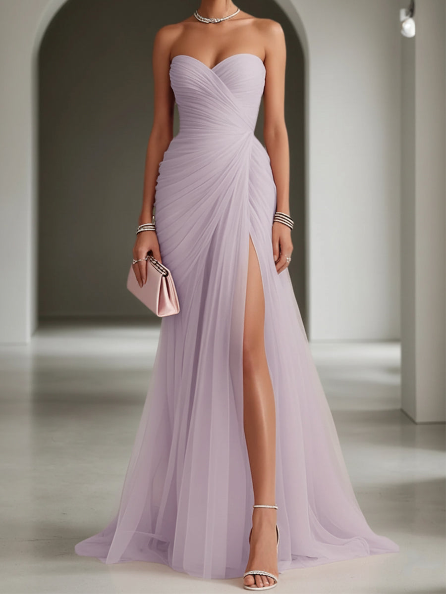 Ariadna | Long Party Dress with Draping and Side Slit