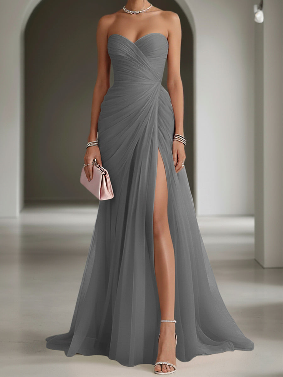 Ariadna | Long Party Dress with Draping and Side Slit
