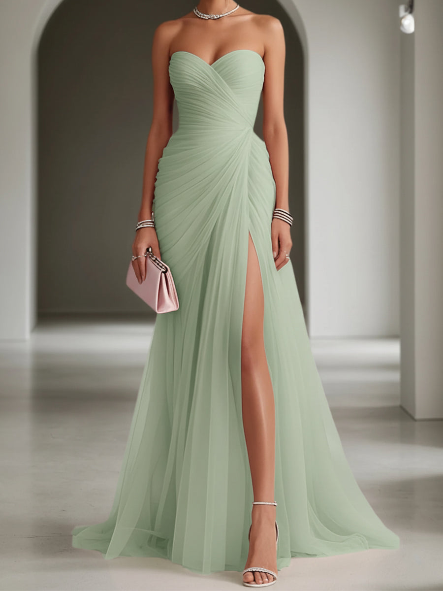 Ariadna | Long Party Dress with Draping and Side Slit