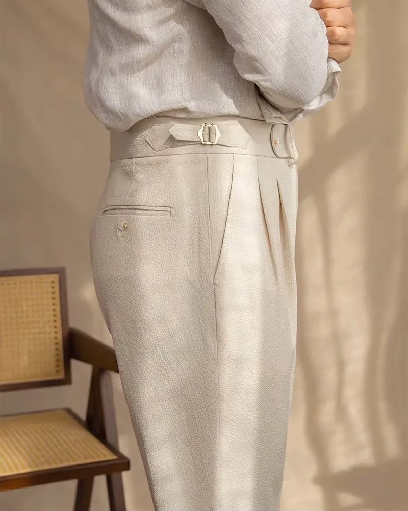 Pantalón de lino con pinzas Monaco - LOVRA DESIGN