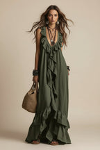 Vestido Maxi Selva Elegancia Bohemia con Volantes - LOVRA DESIGN