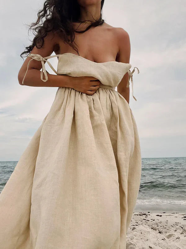 Vestido de algodón sin mangas con tirantes de nudo