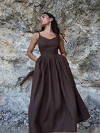 Vestido de algodón sin mangas con tirantes de nudo