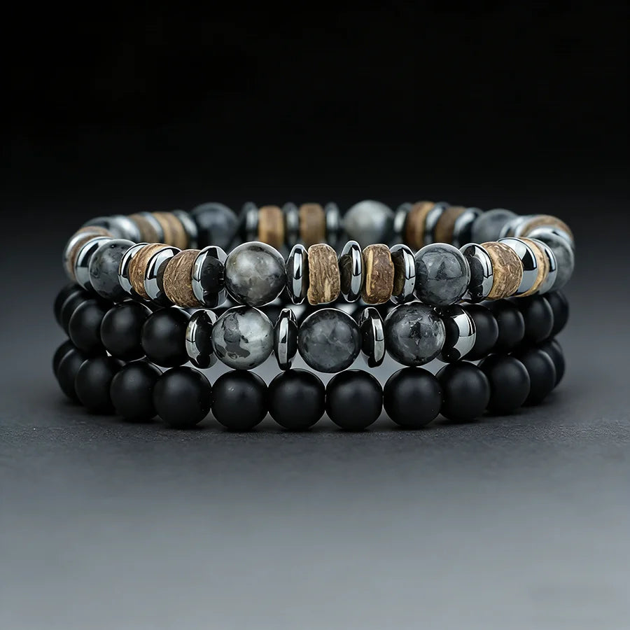 Set de Pulseras SIENA Piedra Natural y Ónix