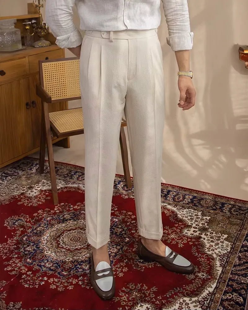 Pantalón de lino con pinzas Monaco - LOVRA DESIGN