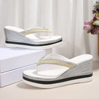 Isabella Rhinestone-flip-flops med platåsula